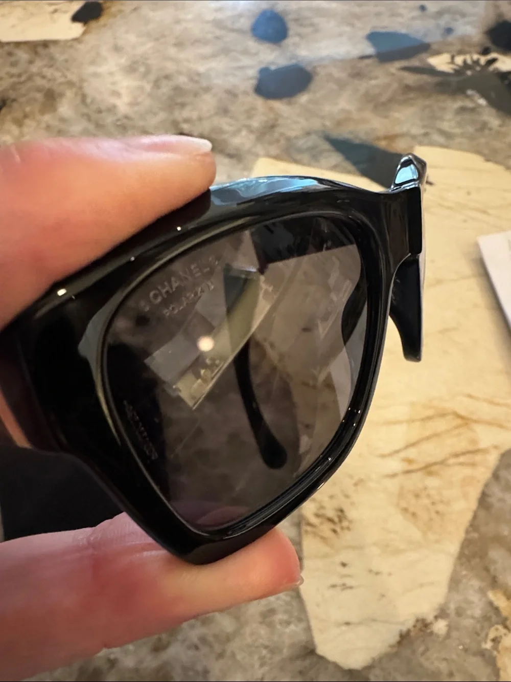 CHANEL Black foldable Sunglasses with CC Logo